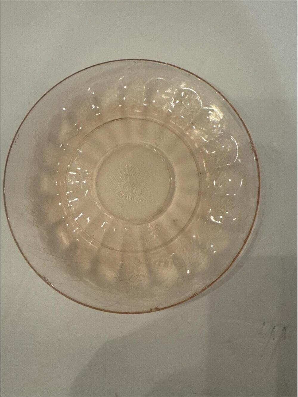 Jeannette Pink Depression Glass Floral Poinsettia Saucer